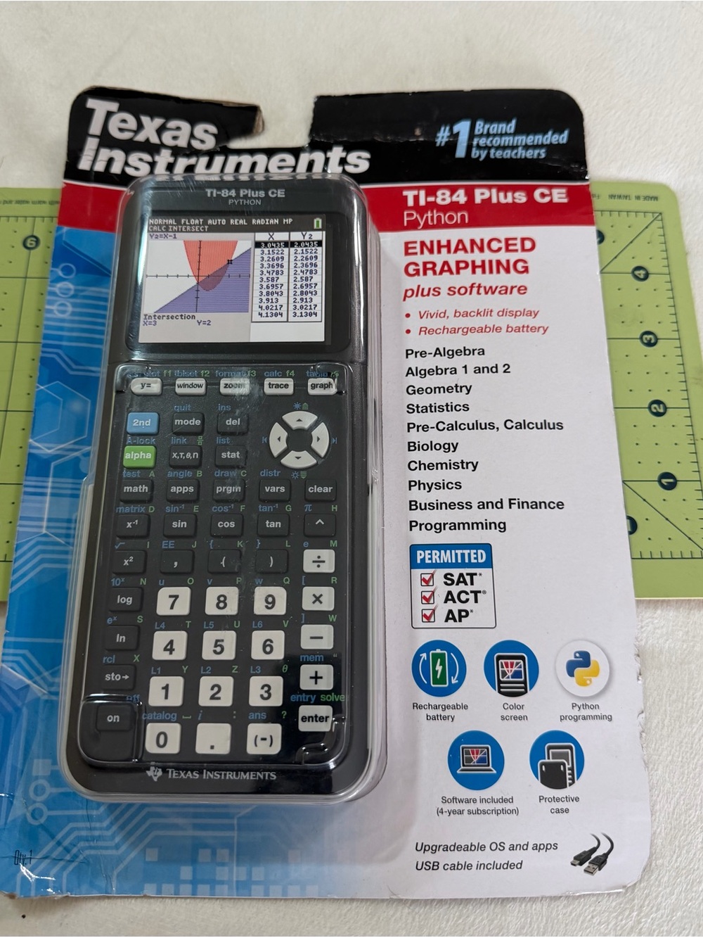 Texas Instruments TI-84 Plus CE Python Packaging and Math Kit Bundle